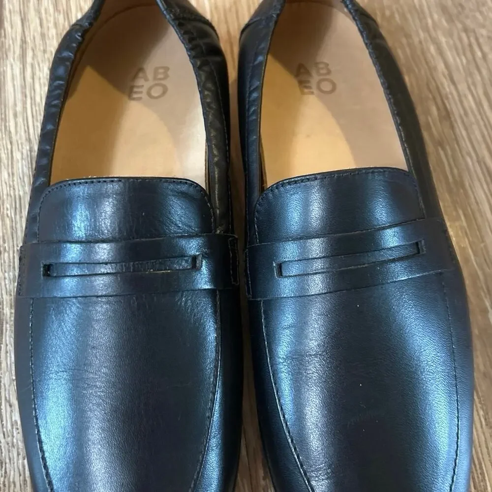 ABEO Strada Loafer Black Leather Comfort Arch Support Orthotic Size 7 Classic